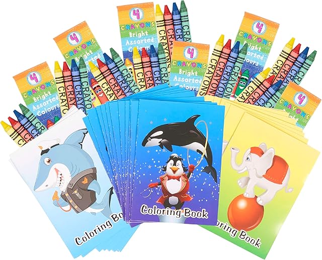 THE TWIDDLERS - 72 Mini Colouring Books & 18 Crayons Sets for Kids