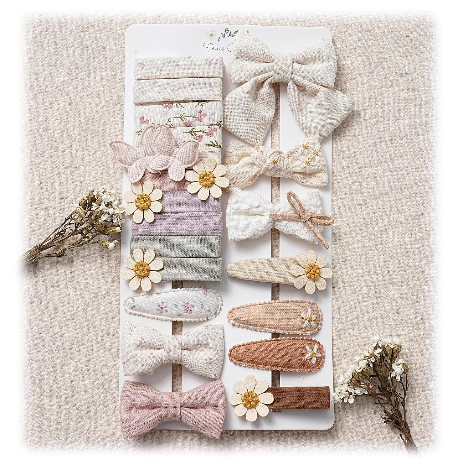 Fancy Clouds 20 Pcs Hair Clips for Girls with Bows Butterfly Flower,2" Fully Lined Alligator Clips and Barrettes,Handmade Hair Accessories for Baby Toddler Young Kids School Age Girls Gifts
