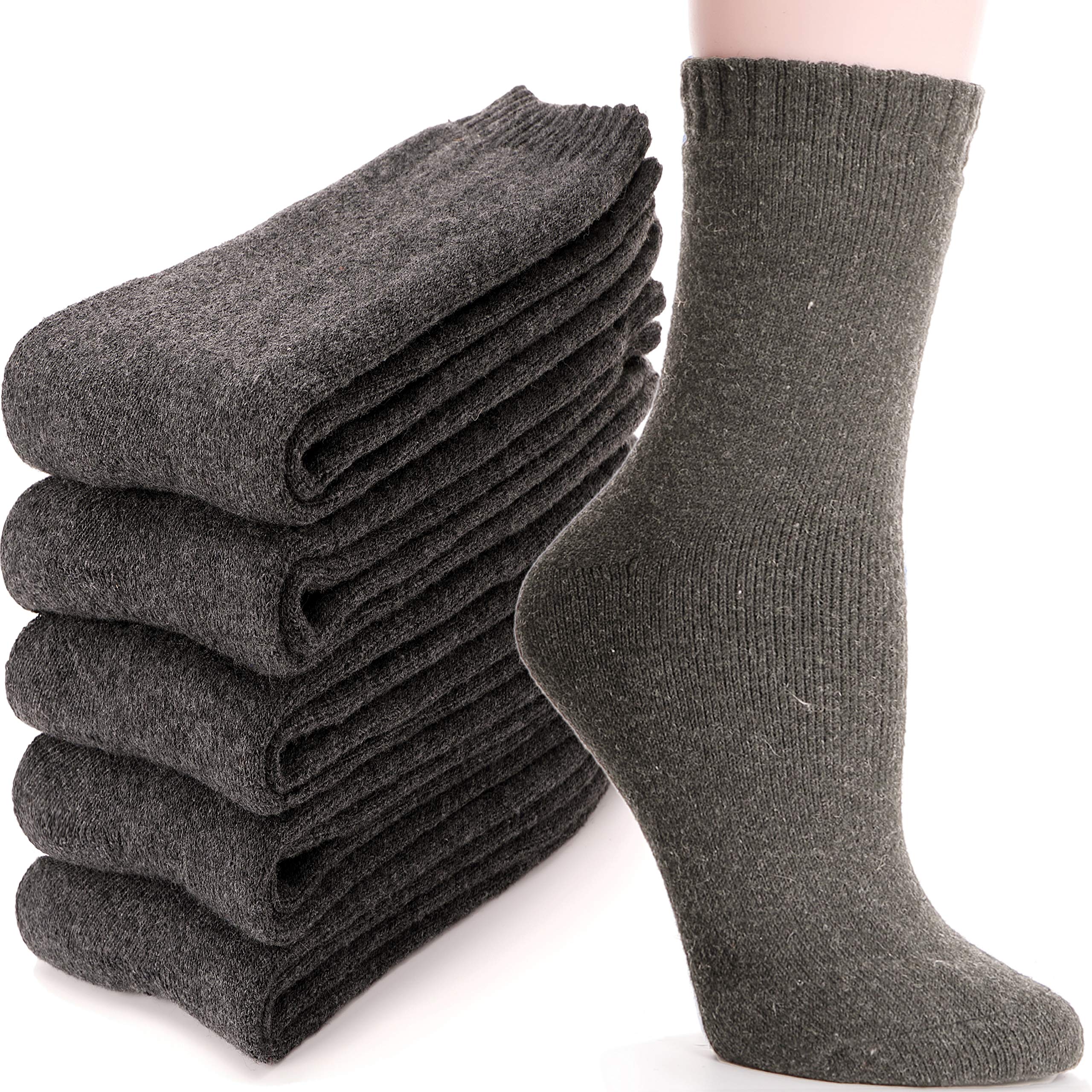 MOGGEI Womens Merino Wool Socks for Hiking Winter Warm Thick Thermal Crew Cozy Cabin Ladies Gift Comfy Boot Work Socks 5 Pairs(Grey Series(5 Pairs))