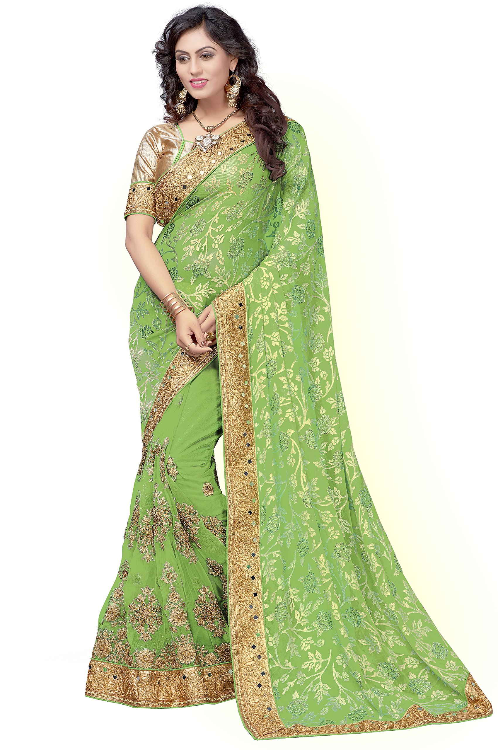Nivah FashionBrasso And Net Embroidery Saree