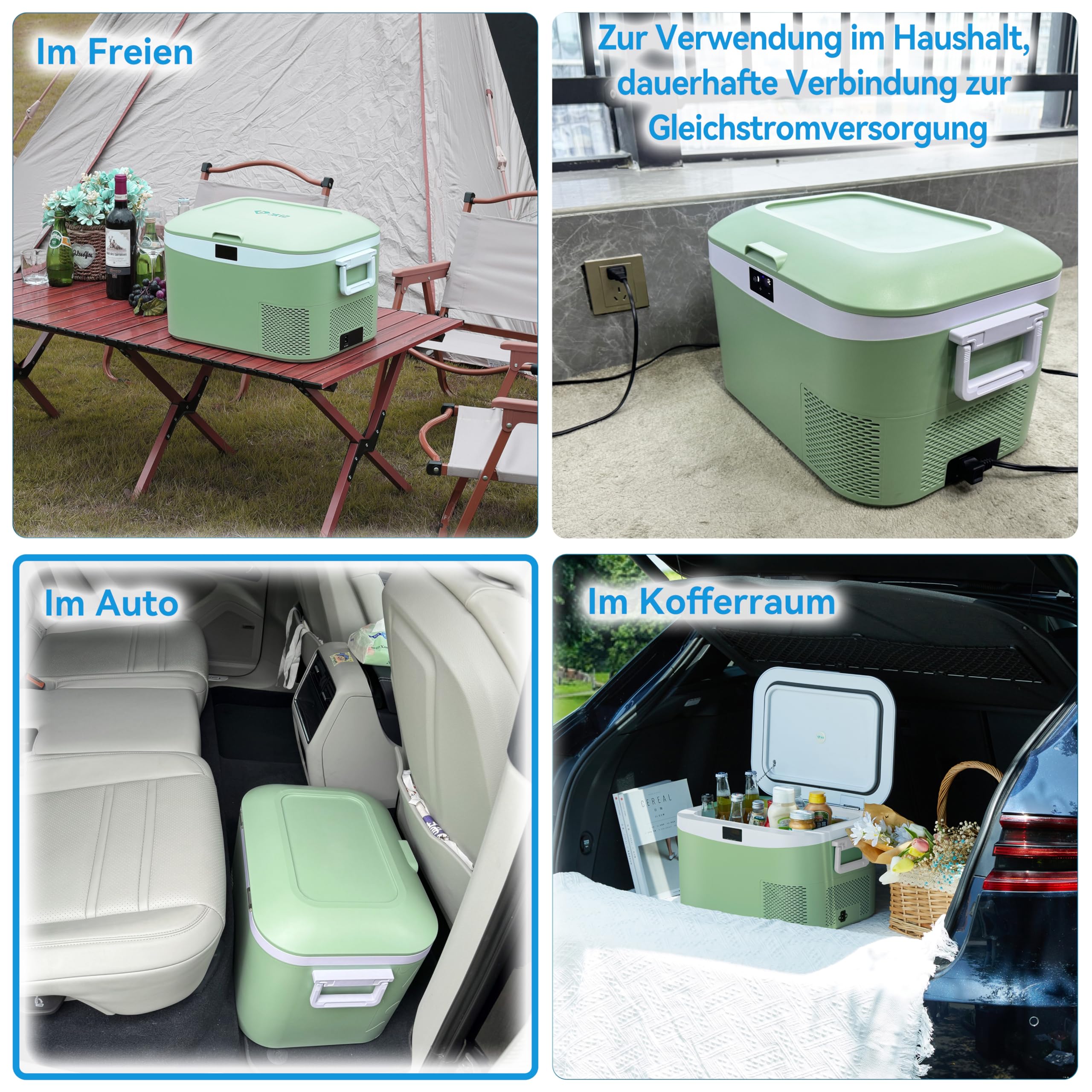 BINGI Kompressor Kühlbox 12.8 Liter Tragbarer Auto Kühlbox 12V / 24V DC und 110~240V AC Elektrische Kühlschrank Kompressor Gefrierbox für Auto LKW Picknick Camping und Heimgebrauch (‎HC-12P2)