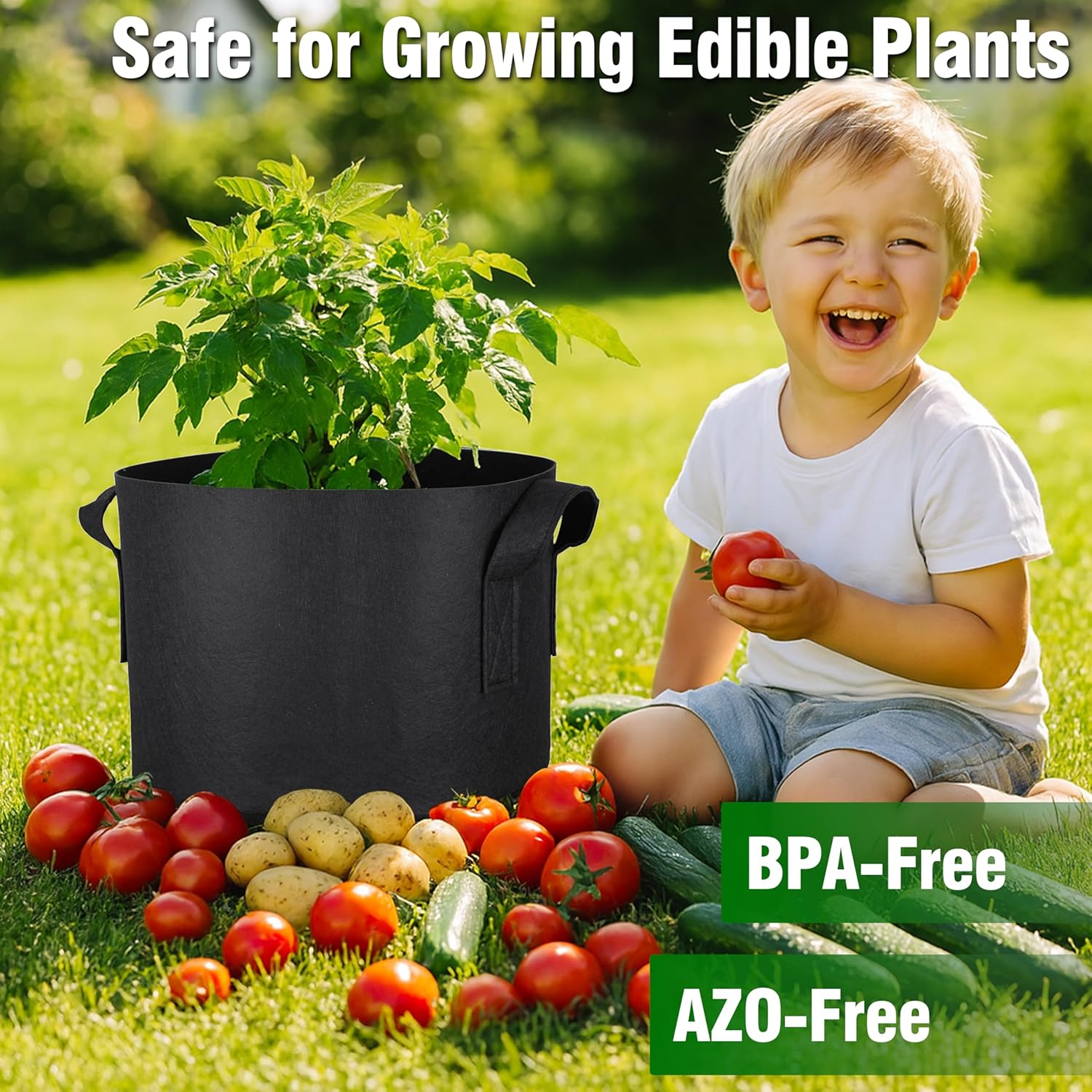 PHYEX 12-Pack 10 Gallon Grow Bags, Heavy Duty Fabric Pots with Handles, Reusable Plant Bags for Vegetable, Herbs & Flowers, BPA-Free, Breathable, Durable - Image 4