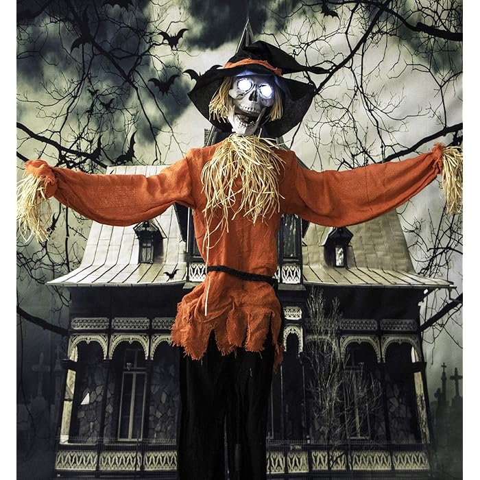 Buy Haunted Hill Farm HHSCR1FLSA LifeSize Animated Skeleton Scarecrow