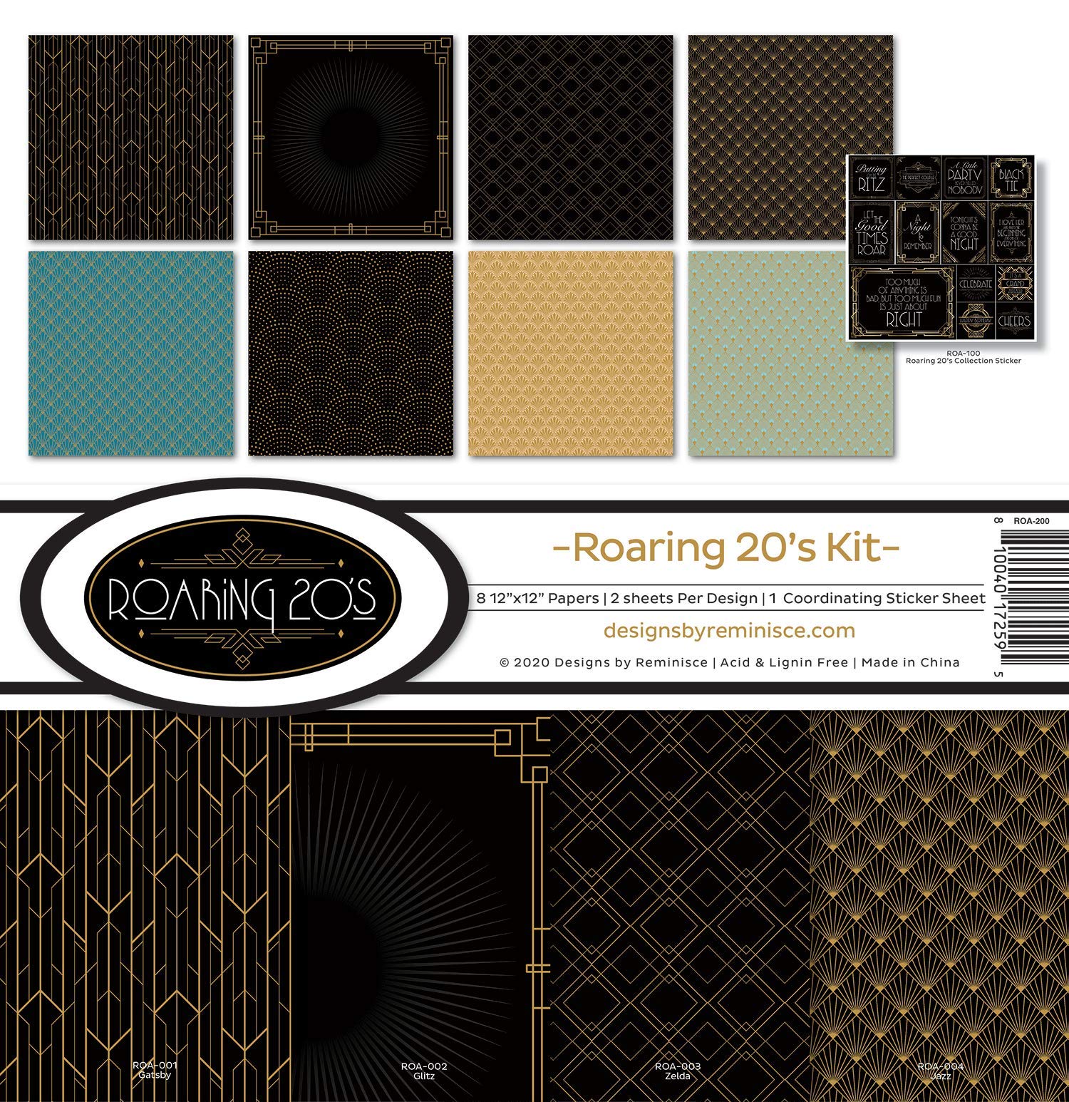 Reminisce Roaring 20's Scrapbook Collection Kit Paper Crafts, Multi Color Palette