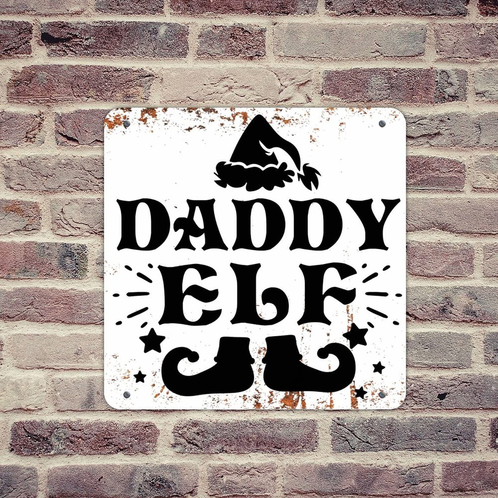 WSDESDECDaddy Custom Metal Home Decor for Porch Fence Garden 12x12in Xmas Santa's Helper Elf Decorative Tin Signs for Room Metal Signs