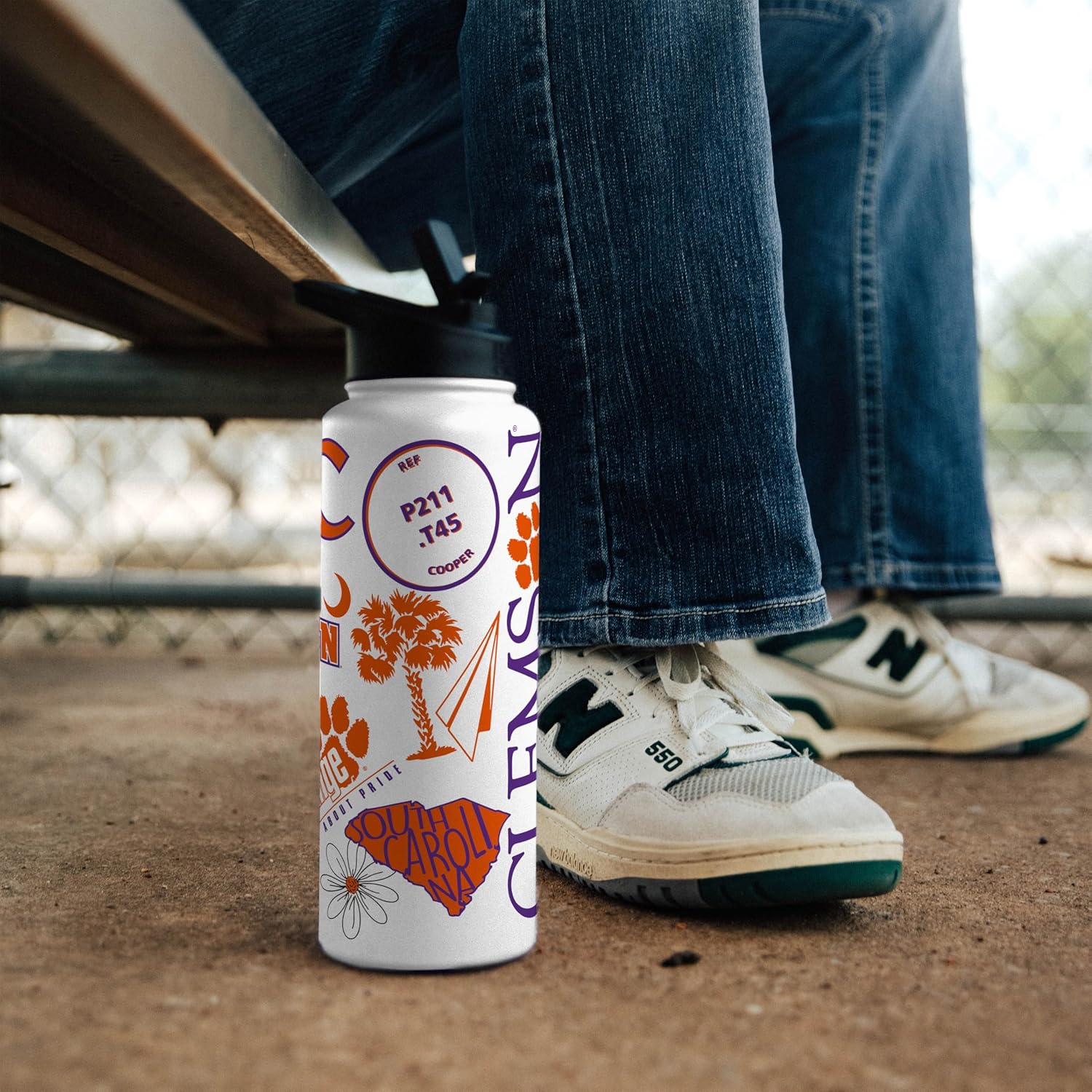 Logo Brands NCAA Native 34 oz Quencher Water Bottle - | Local Icons Design | Double-Wall Insulated| Leak-Proof Lid & Built-In Straw