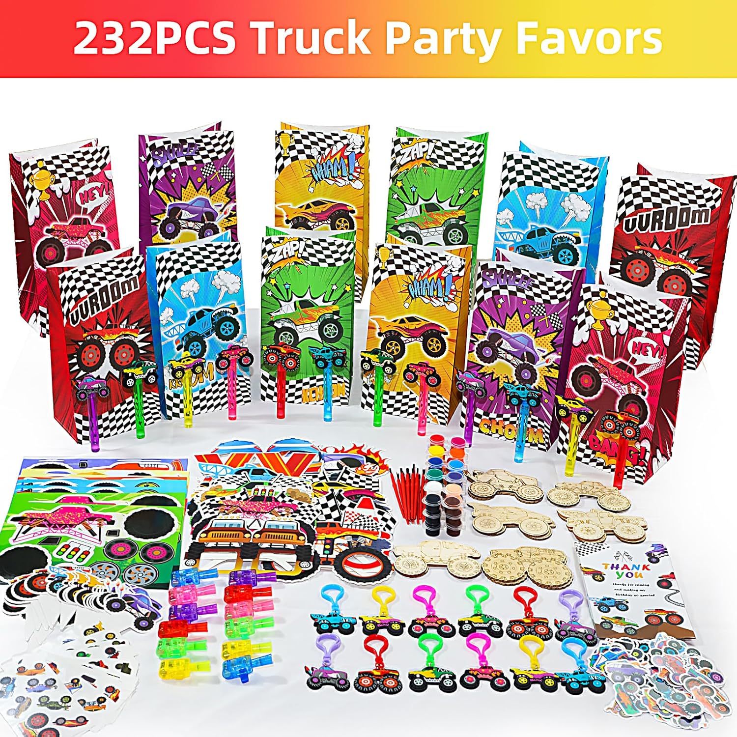 TUWUNA Monster Truck Party Favors for Kids Birthday Decorations Supplies Truck Party Goodie Bags Stuffer Pinata Filler Gifts - Image 2