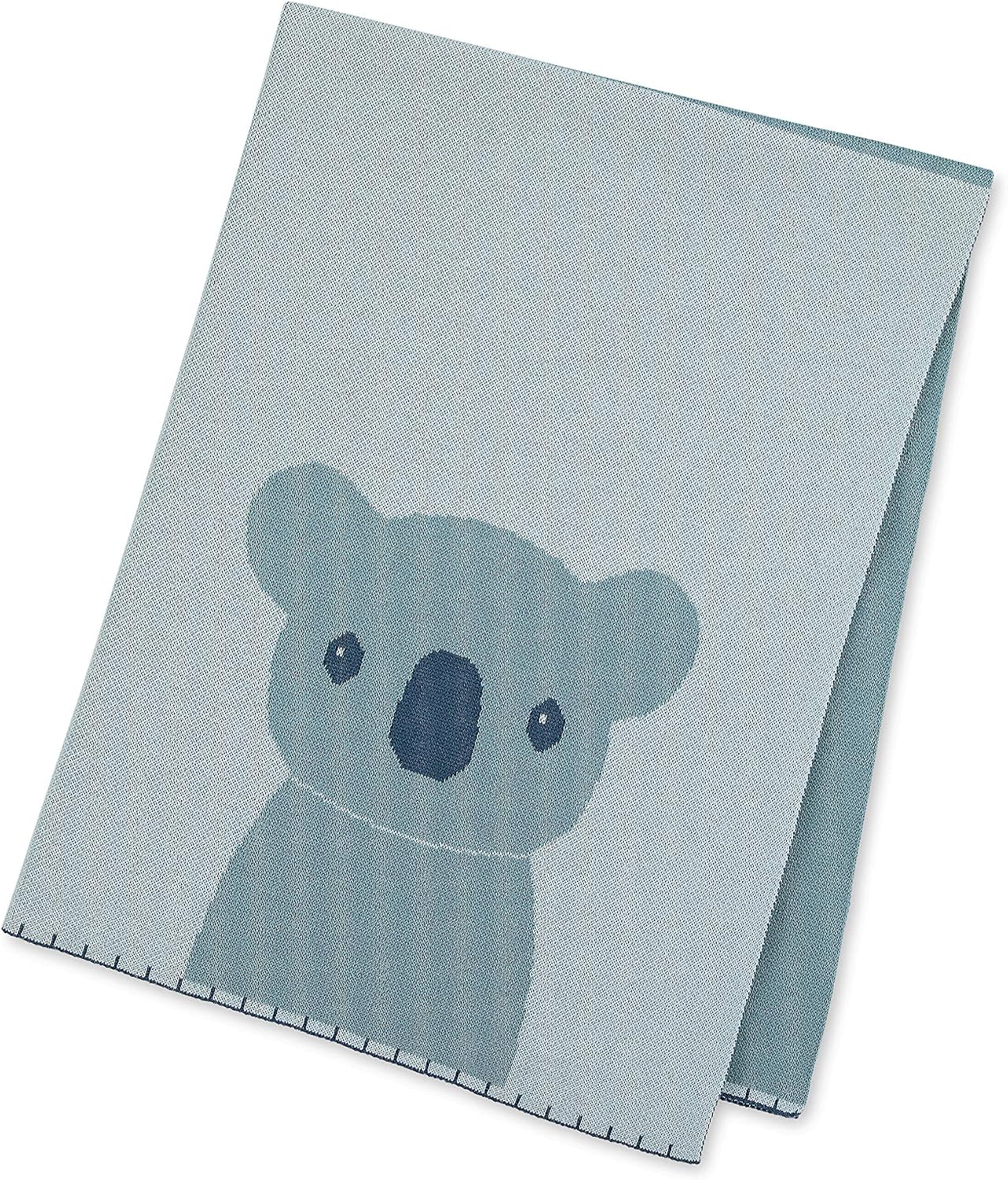 Sterntaler Stay true to nature Knitted Cuddly Blanket Koala Kalla Design Age 100 x 75 cm for Babies from Birth, Light Blue