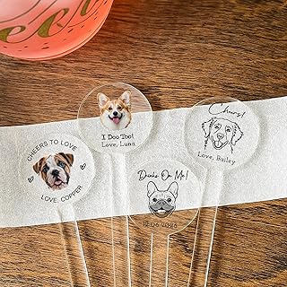 Custom Drink Stirrers Wedding, Personalized Wedding Dog Stir Sticks, Illustrated Pet Acrylic Cocktail Swizzle Sticks, Custom Photo, Cheers Stir Sticks For Party, Anniversary, Ceremony Decor 2