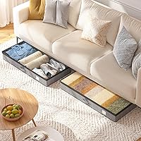 Vista 5 de Fixwal Paquete de 4 Contenedores de Almacenamiento Debajo de la Cama, Organizador Bajo de Cama de Menos de 4.5 Pulgadas de Altura con Perfil Bajo