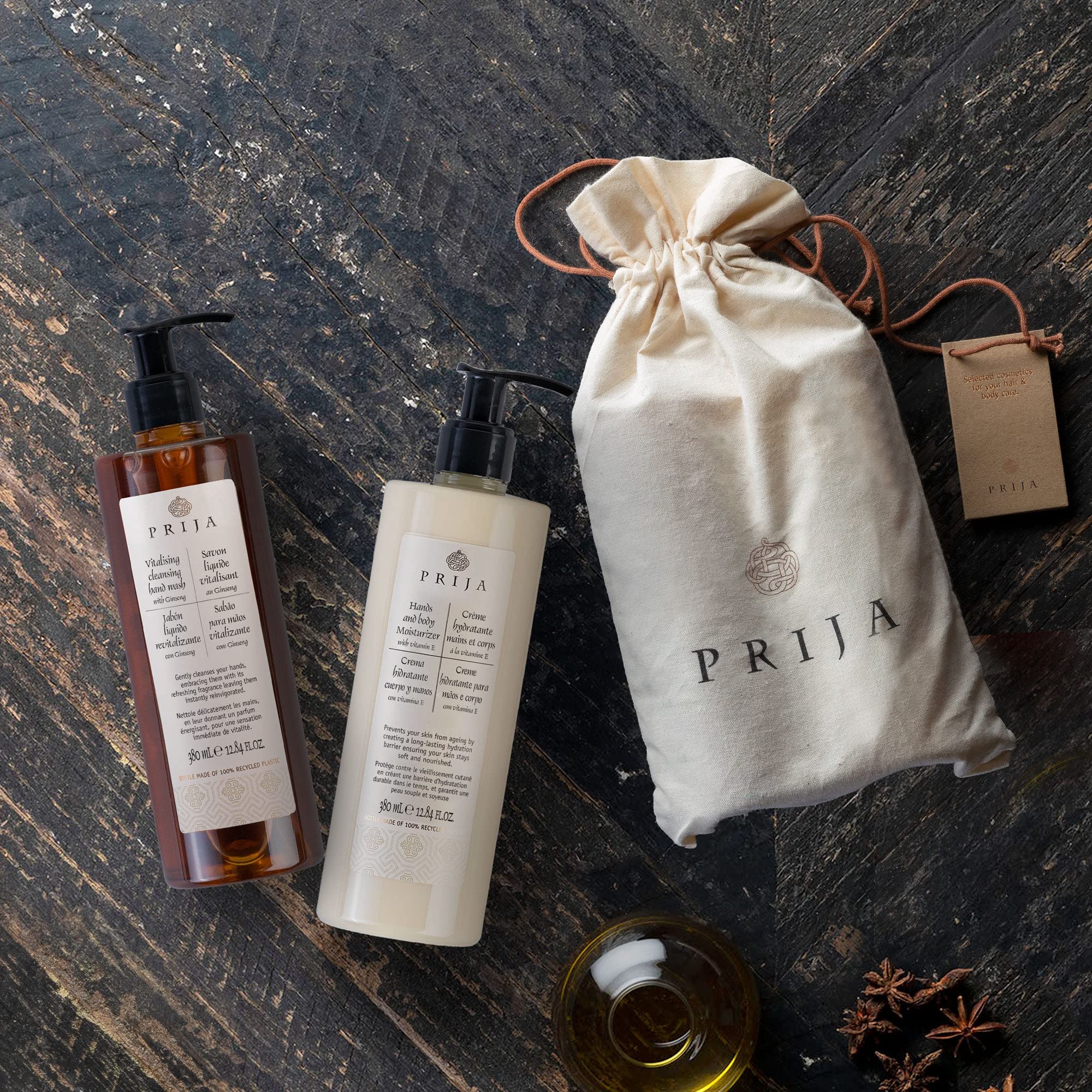 Prija Everyday Treatment Gift Set including Vitalising Hand Wash with Ginseng and Hands and Body Moisturiser with Vitamin E - Image 4