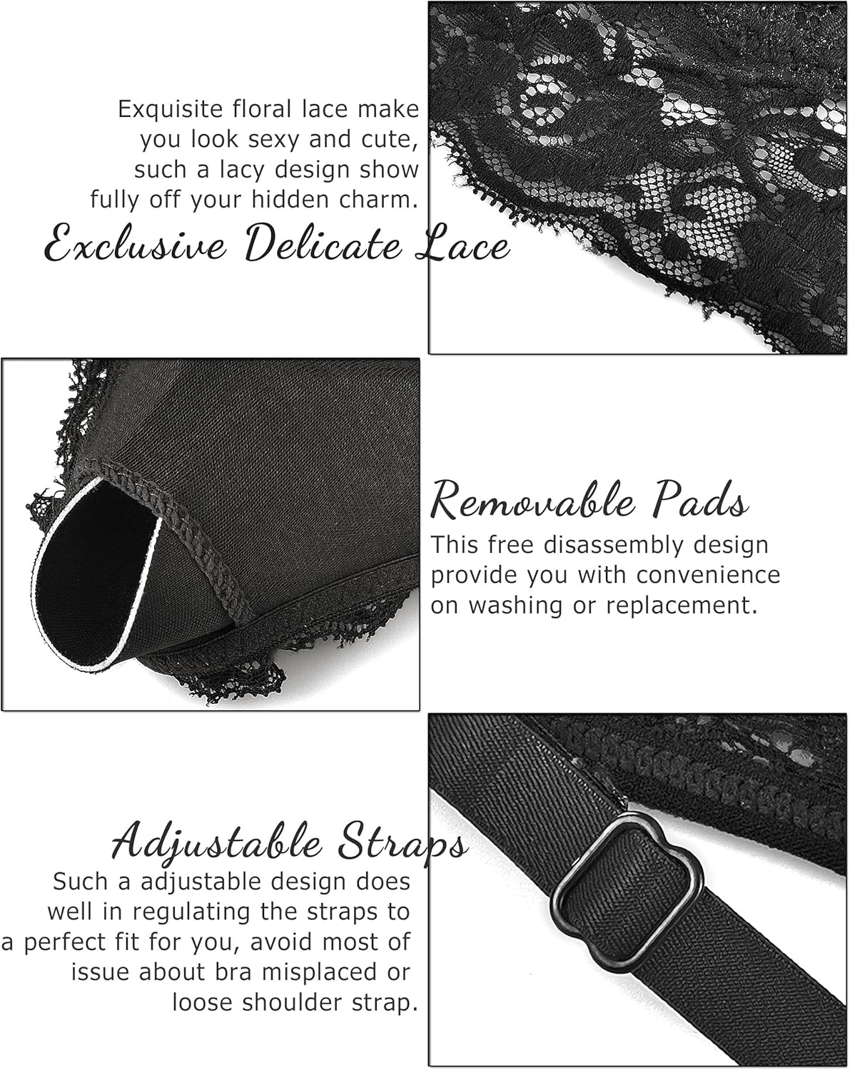 SHEKINI Lace Bralettes for Women Sexy Deep V Bra Floral Racerback Bralette Wire Free Bra - Image 5
