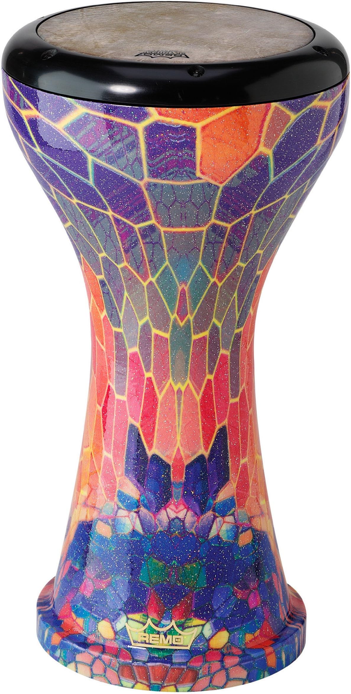 REMO Doumbek, Ergo-Crystal, Internal Counterhoop, 8" Diameter, Fabric Amethyst Citrine