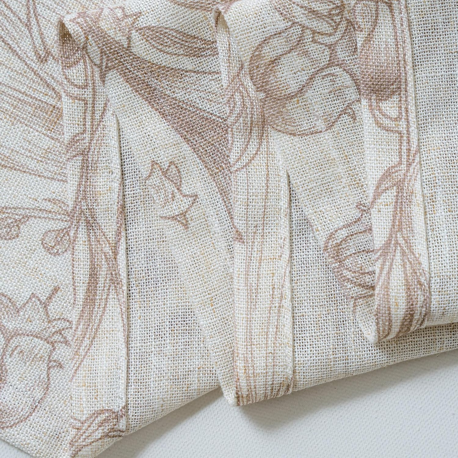 MEETSKY Floral Curtains 84 inches Long - Linen Curtain for Living Room Bedroom Farmhouse Vintage Botanical Patterned Drapes Light Filtering Privacy Protect Window Treatment, 52" Wide, Brown, 2 Panels