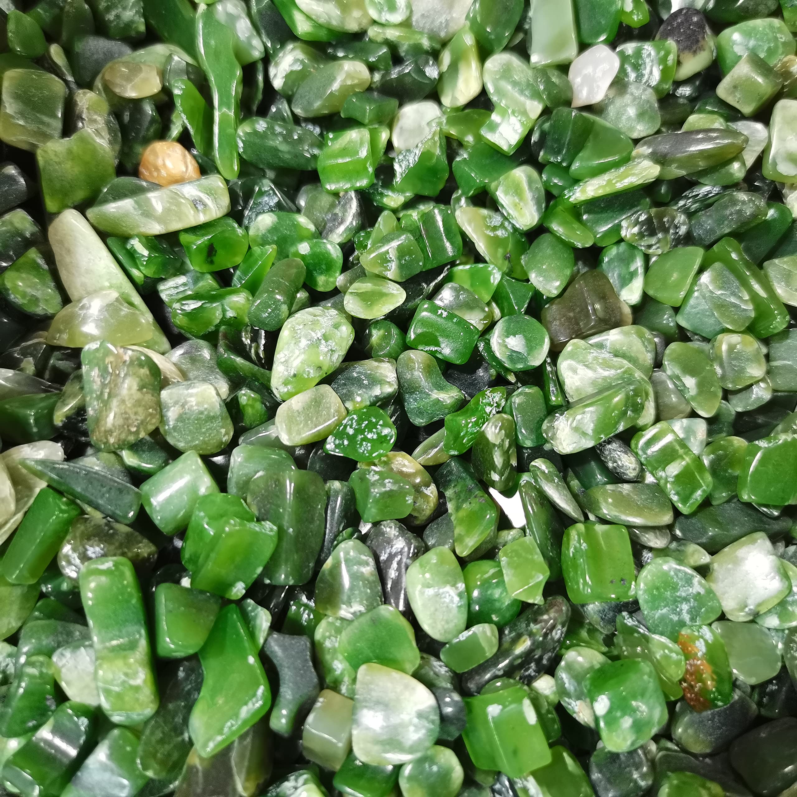 lleno de textura Piedras preciosas for decoración 10.58 oz de piedra de jade Dongling verde natural pequeña grava de cristal DIY decoración de la casa maceta acuario ornamental pecera FengShui Aura Cr