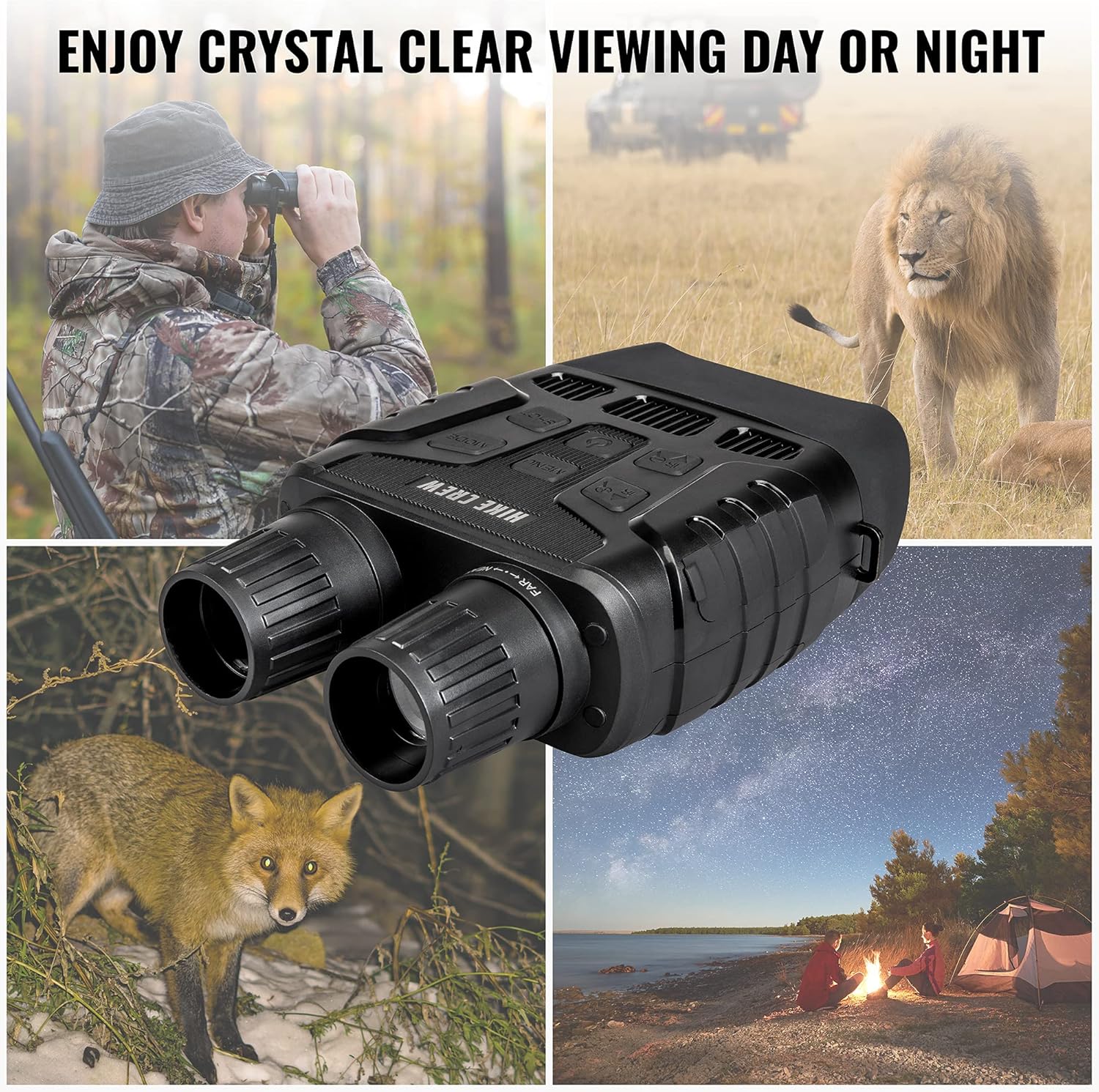 Hike Crew Digital Night Vision Binoculars, Capture HD Photos & Videos, See Clear in 100% Total Darkness, Long Viewing Distance, Large Viewing LCD Screen, Infrared Night Vision Goggles for Hunting : Sports & Outdoors