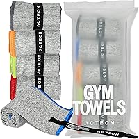 Acteon Microfiber Gym Towels 5 Pack: Quick Dry Silver Ion Odor-Free, Super Absorbent Sweat Towels for Workouts, Yoga, Hiking, Travel - 16x30.5"