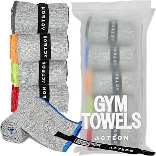 Acteon Microfiber Gym Towels 5 Pack: Quick Dry Silver Ion Odor-Free, Super Absorbent Sweat Towels for Workouts, Yoga, Hiking, Travel - 16x30.5"