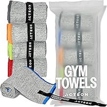 Acteon Microfiber Gym Towels 5 Pack, Quick Dry Silver ION Odor-Free Sweat Towel, Super Absorbent Fast Drying for Men &amp; Women, Workout, Yoga, Running, Hiking, Travel &ndash; 16x30.5 Inch