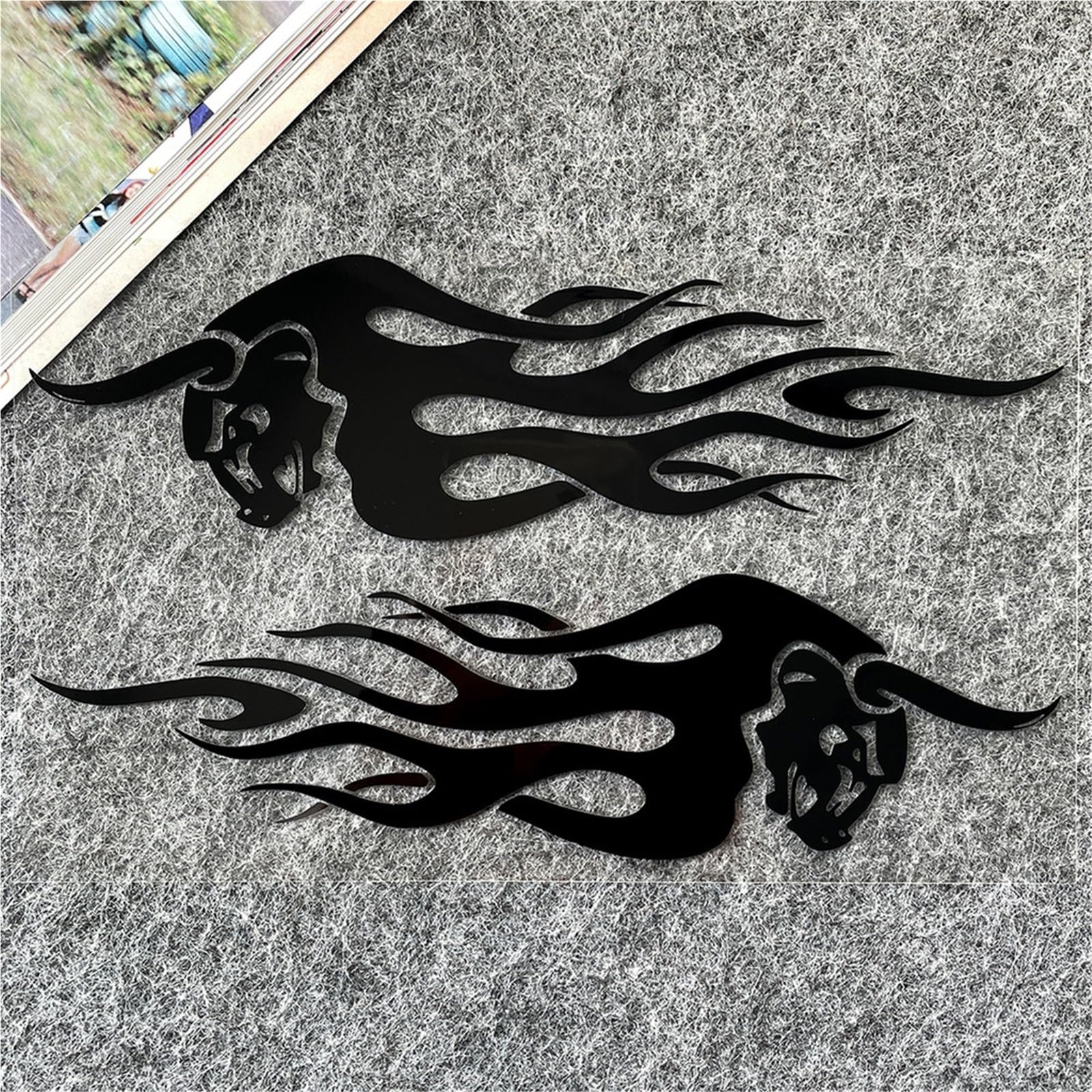 HAfgDJ Flame Design Motorcycle Helmet Stickers, Waterproof Decals for Flame Bull Bike Front Windshield