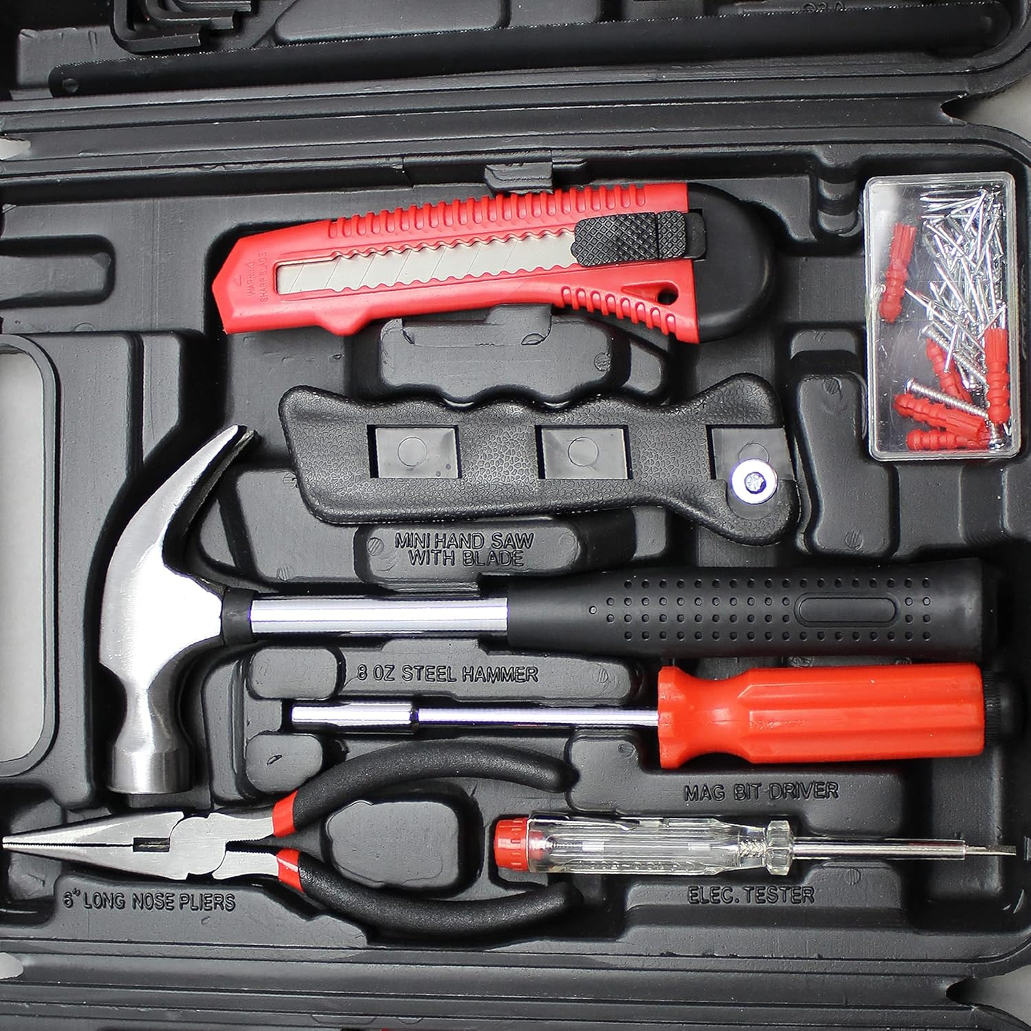 BlueDot Trading 142-Piece Big Tool Box Storage Case Set with Wrenches, Screwdrivers, Bits, and More Inside an Easy Carrying Molded Case, Handy for Household, Kitchen, Garage, or Dorm