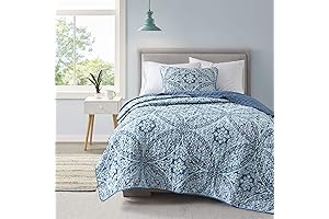 Comfort Spaces Quilted Thin Quilt, Quilted Bedspread, Lightweight Coverlet, Set of 2,...