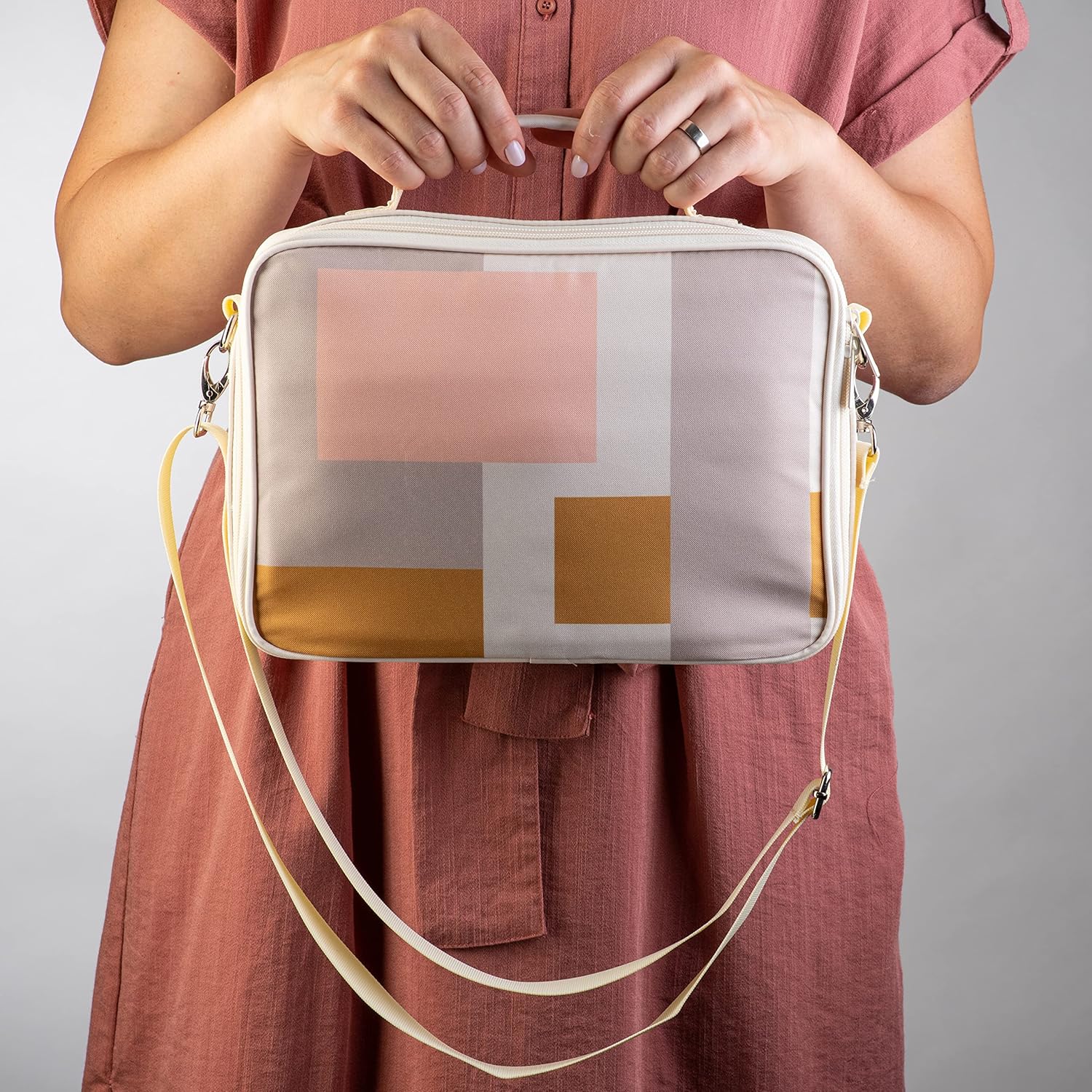 DiverseBee Large Bible Cover with Handles and Shoulder Strap, Bible Carrying Case for Women, Bible Tote Bag, Church Book Cover, Christian Gift (Geometric) - Image 3