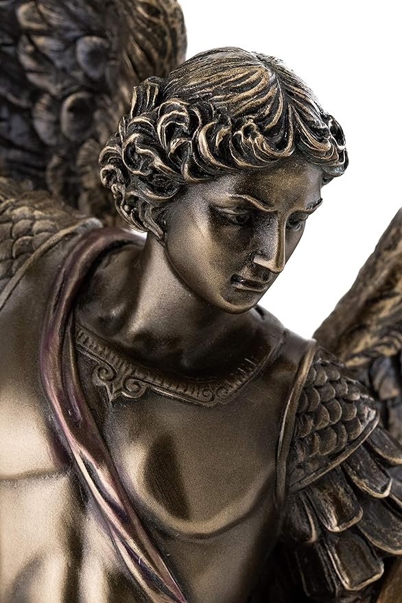 Estatua San Miguel Arcángel 14.5 pulgadas Bronce Resina miniatura 5