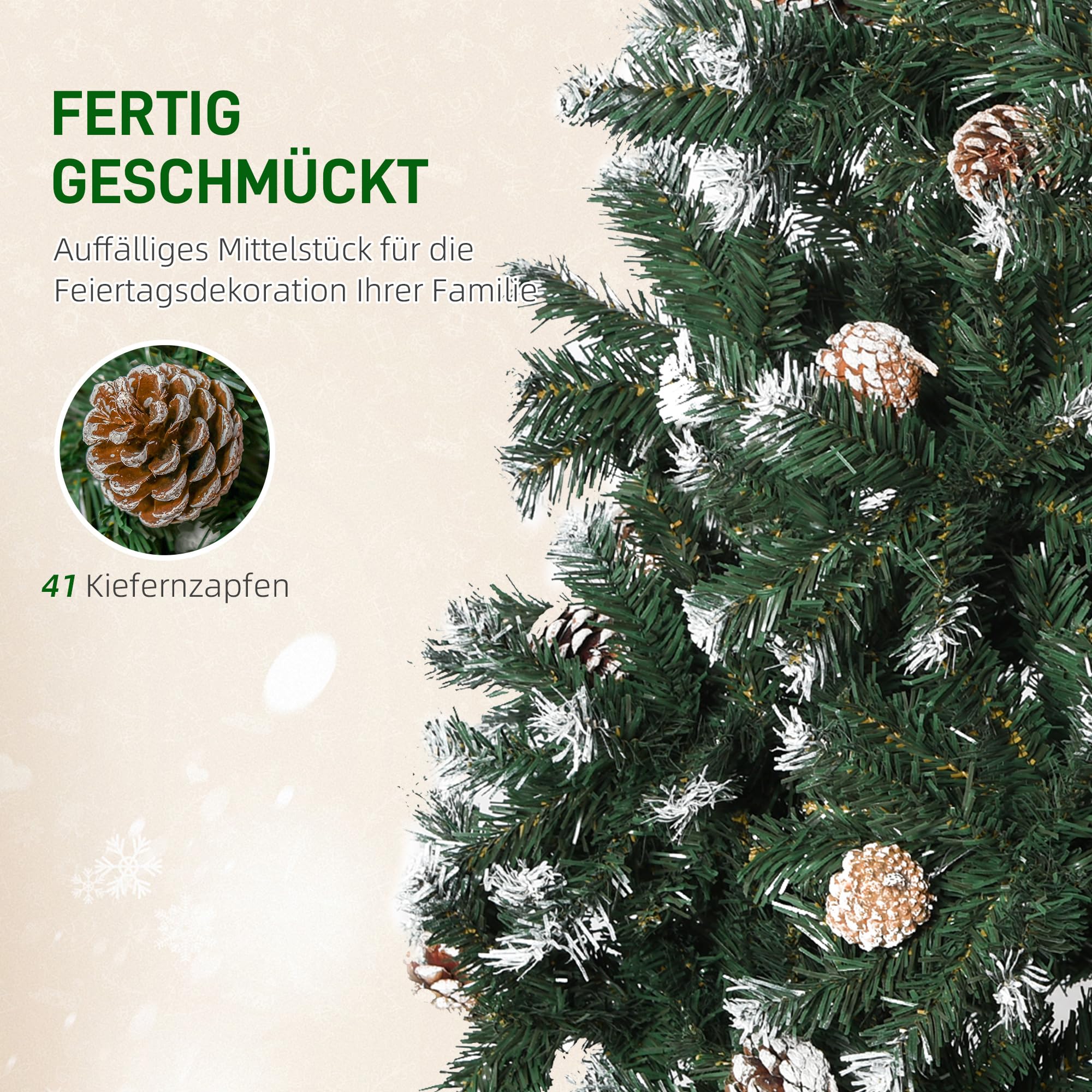 HOMCOM Künstlicher Weihnachtsbaum 150 cm 676 Spitzen inkl. Metallständer