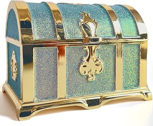 Joyero retro arqueado vintage rectangular de metal para collar y aretes, estuche de almacenamiento para mujeres y niñas (dorado Starlight