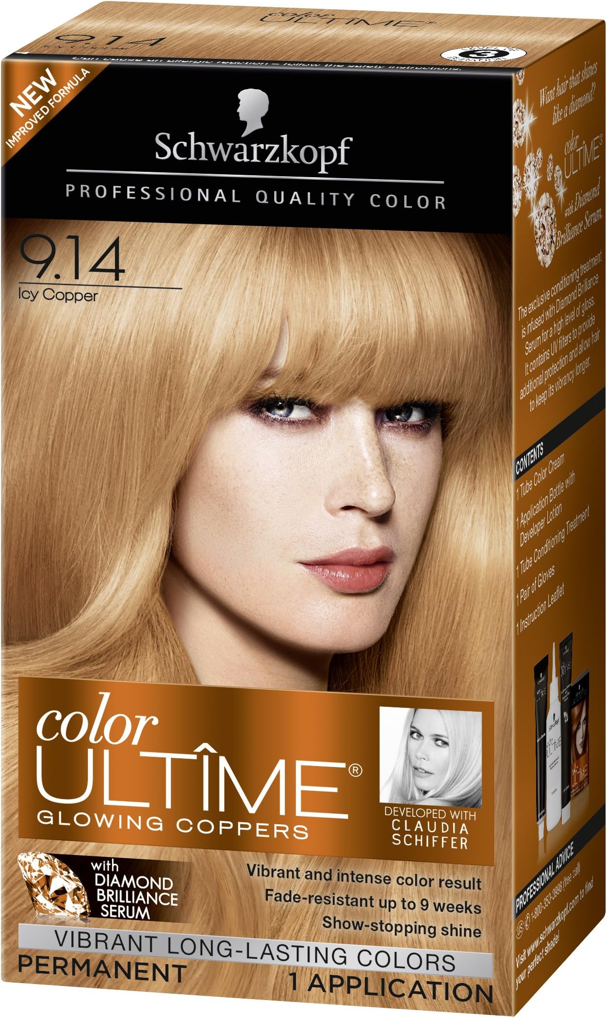 Color Ultime Hair Color Cream, 9.14 Icy Copper (Packaging May Vary)