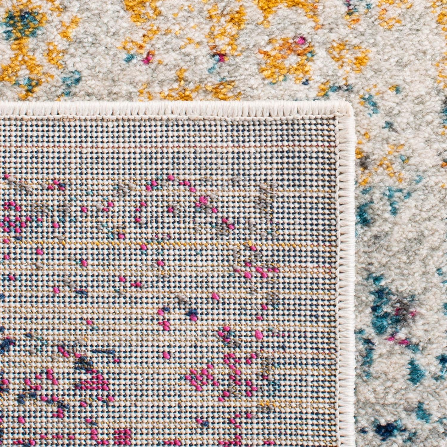 SAFAVIEH Area Rug 9x12 - Evoke Collection - Large - Ivory & Fuchsia, Distressed Design, Non-Shedding & Easy to Clean, Ideal for Living Room, Bedroom, Dining Space (EVK256Q)