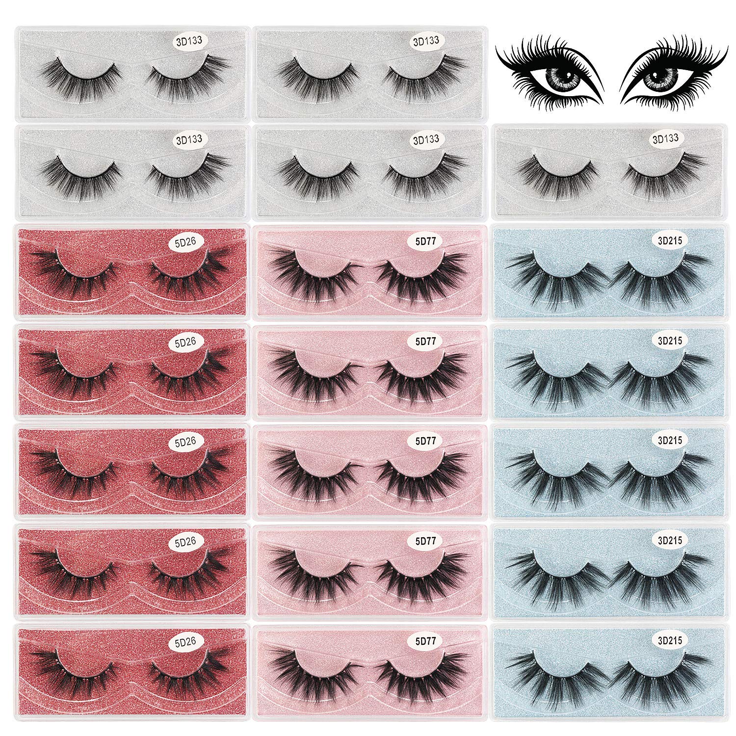 MAGEFY Faux Mink Eyelashes - 20 Pairs for Natural to Dramatic Look