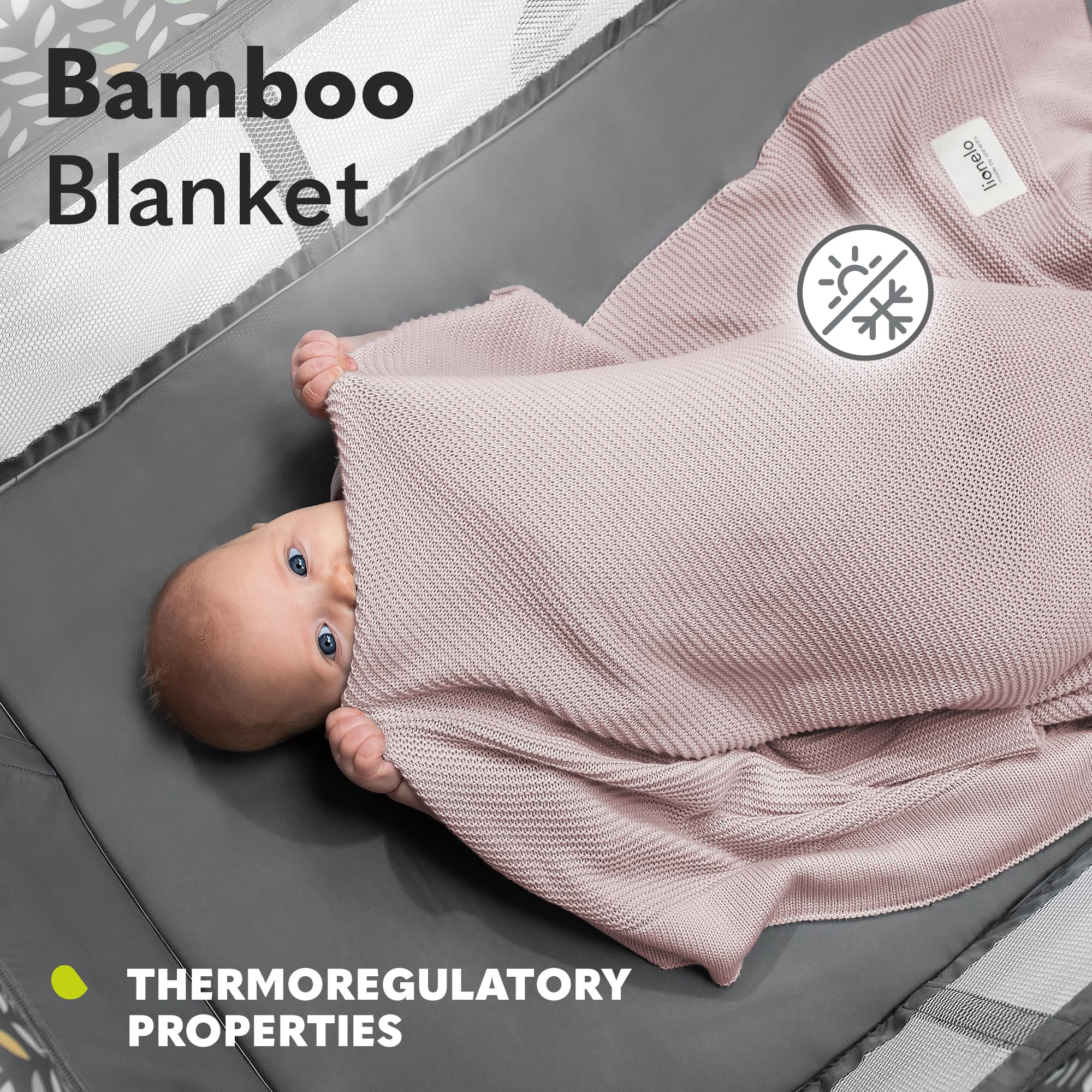 lionelo Bamboo Blanket 100x75cm Lightweight Baby Blanket & Changing pad 100% Cotton Natural Soft Antibacterial Hypoallergenic Antifungal Perfect for yearound comfort Ideal for travel & nursery (Mint) - Image 3