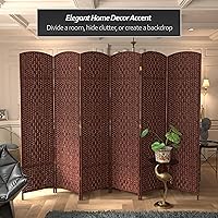 Vista 89 de Red Lantern Divisor de habitación de 4 paneles blanco con tejido de diamante de 7 pies de alto