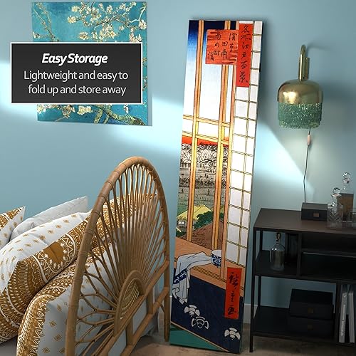 Miniatura 8 de Oriental Furniture - Divisor de habitación Hiroshige de doble cara de 6 pies de alto, color mar en SattaTeahouse