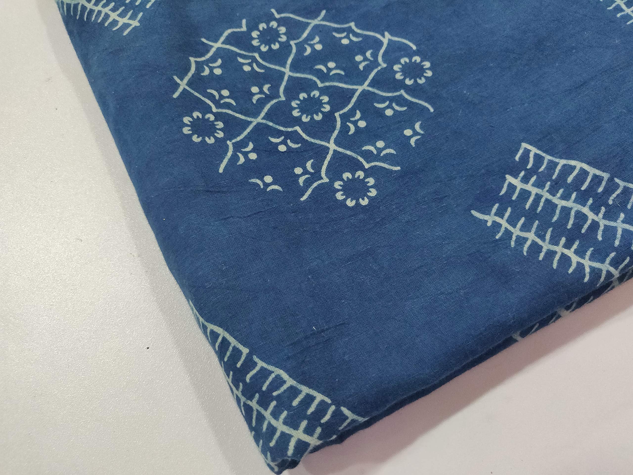 HANDICRAFTOFPINKCITY 1 Yard 100% Cotton Fabric Indian Hand Block Print Cotton Fabric Asian Natural Printed Sanganeri