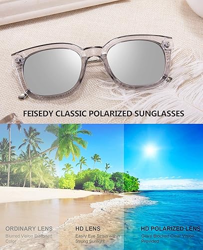 Miniatura 7 de FEISEDY Gafas de sol cuadradas polarizadas clásicas mujeres hombres UV400 lentes B2624