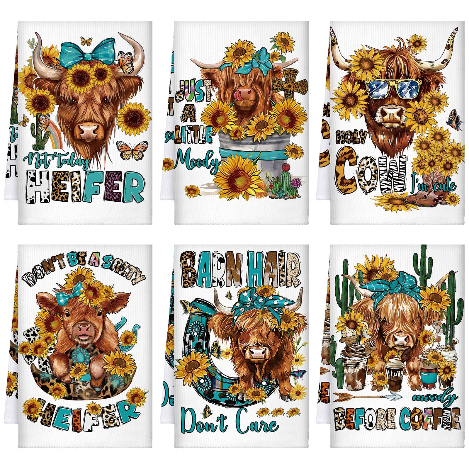 Paños de cocina de vaca de las Tierras Altas: toallas de mano decorativas y divertidas