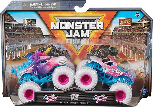 Monster Jam, Official Sparkle Smash Vs. Sparkle Smash Die-Cast Monster Trucks, 164 Scale, Kids Toys for Boys Ages 3 and up