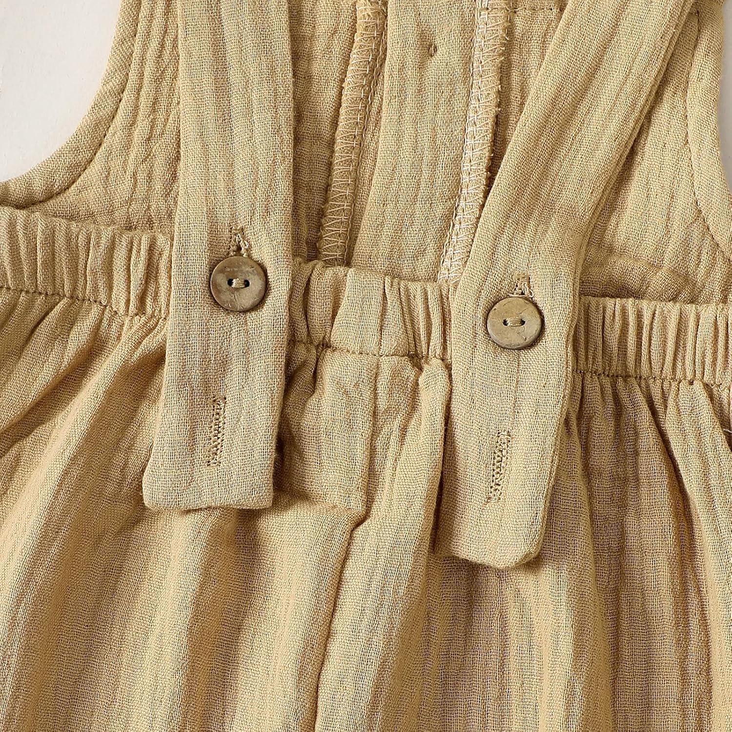 Neutral Baby Boy Girl Overalls Cotton Gauze Sleeveless Romper Button Down Jumpsuits with Pockets Summer Clothes - Image 5