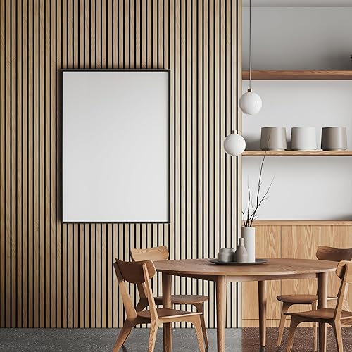 Miniatura 7 de Paquete de 2 paneles de madera para pared, paneles de pared de listones de madera acústicos, paneles de madera insonorizados para decoración de