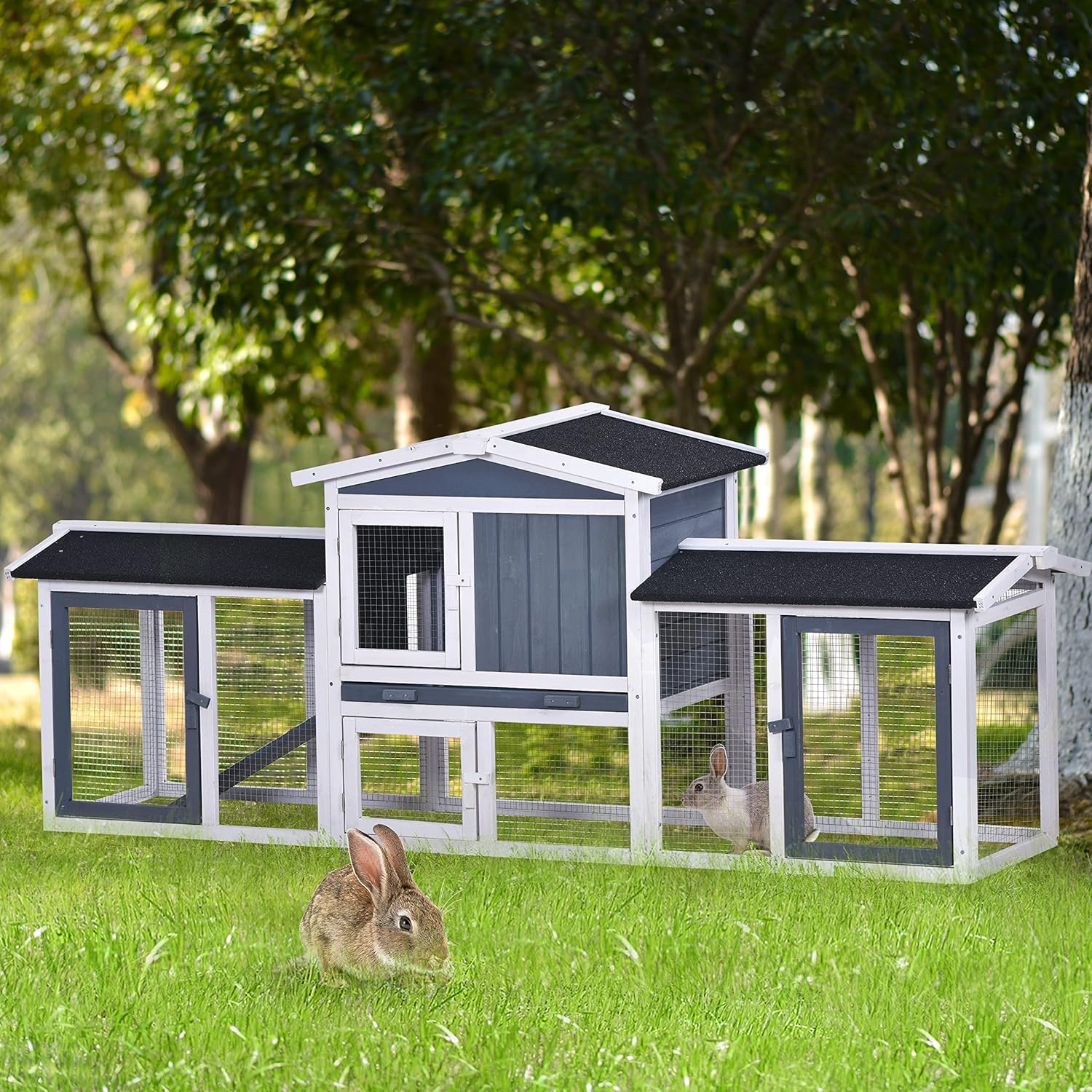 PURLOVE Wooden Chicken Coop,Rabbit Hutch Wood House Pet