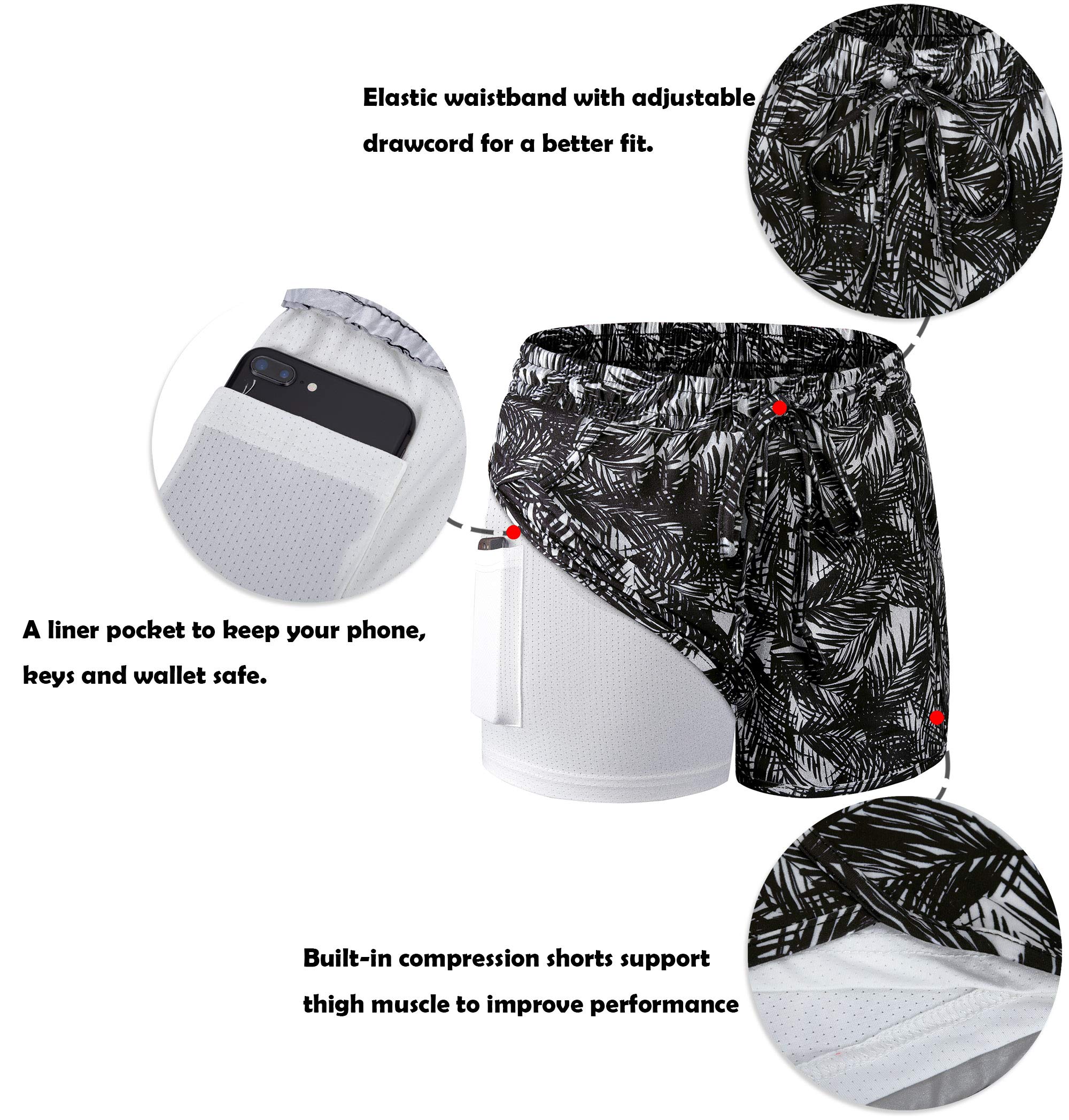 BLEVONH Yoga-Laufshorts für Damen, 2-in-1, Workout-Shorts mit Taschen, Größe S-3XL