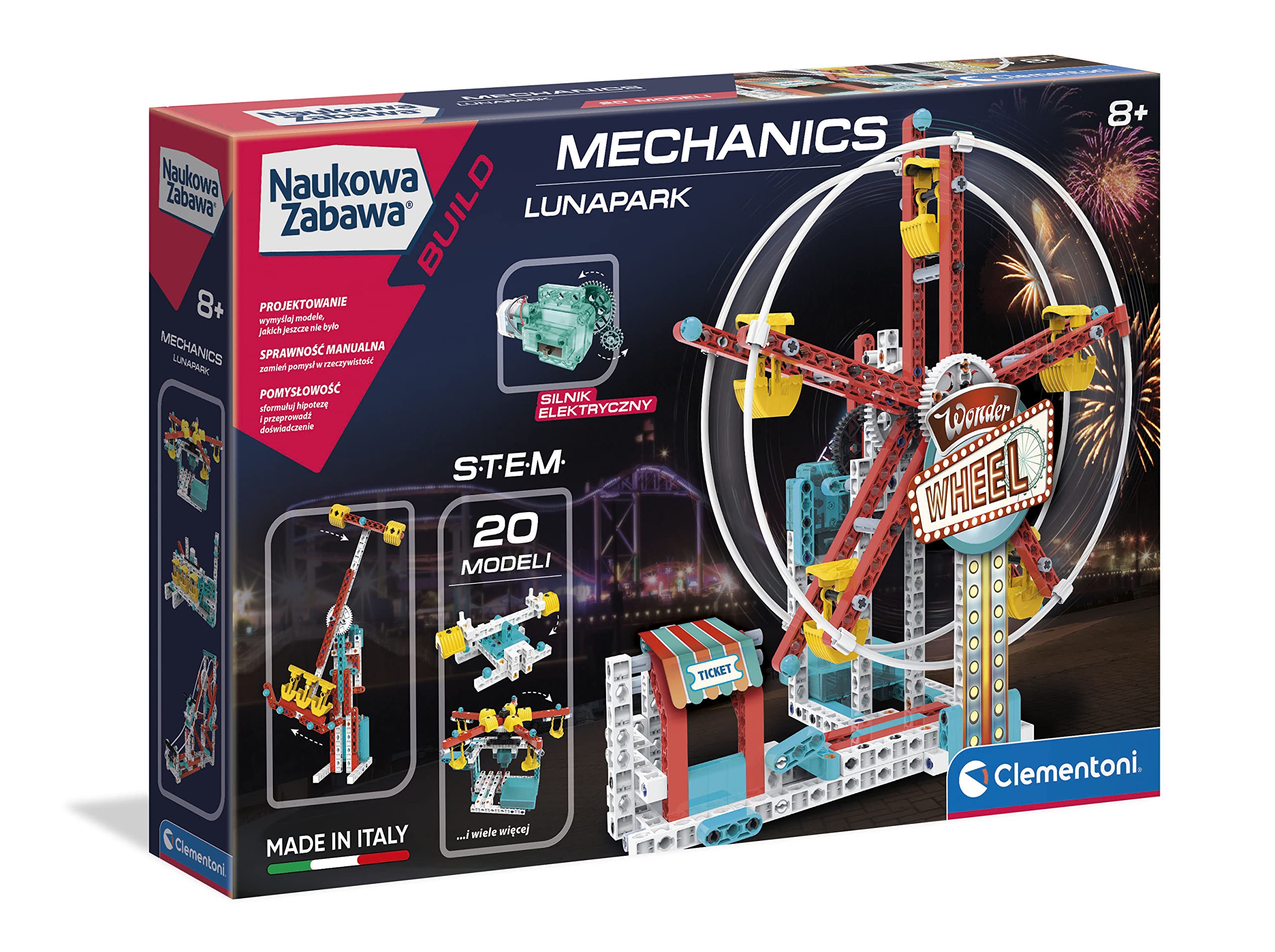 Clementoni Mechanik Laboratory Lunapark 2.0 Educational Block Set, Multi-Colour, from 8 Years