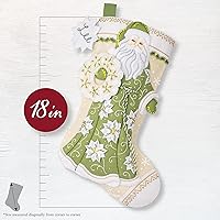 Vista 2 de Bucilla 89602E - Kit de fabricación de calcetines de 18 pulgadas, flor de pascua blanca de Papá Noel, perfecto para manualidades y manualidades
