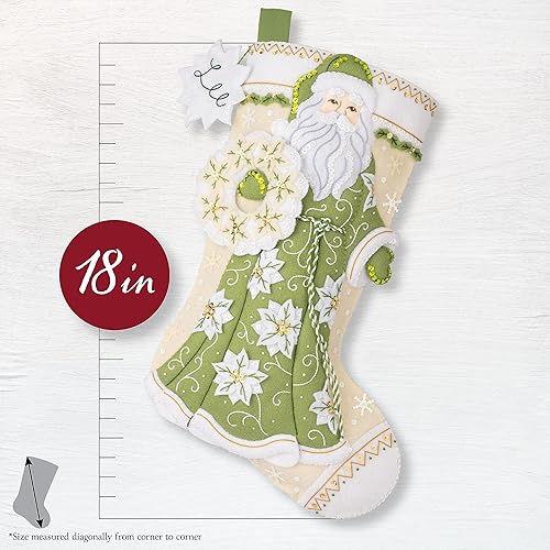 Miniatura 2 de Bucilla, 89602E - Kit de fabricación de calcetines de flor de pascua blanca, apliques de fieltro, de 18 pulgadas, perfecto para manualidades y