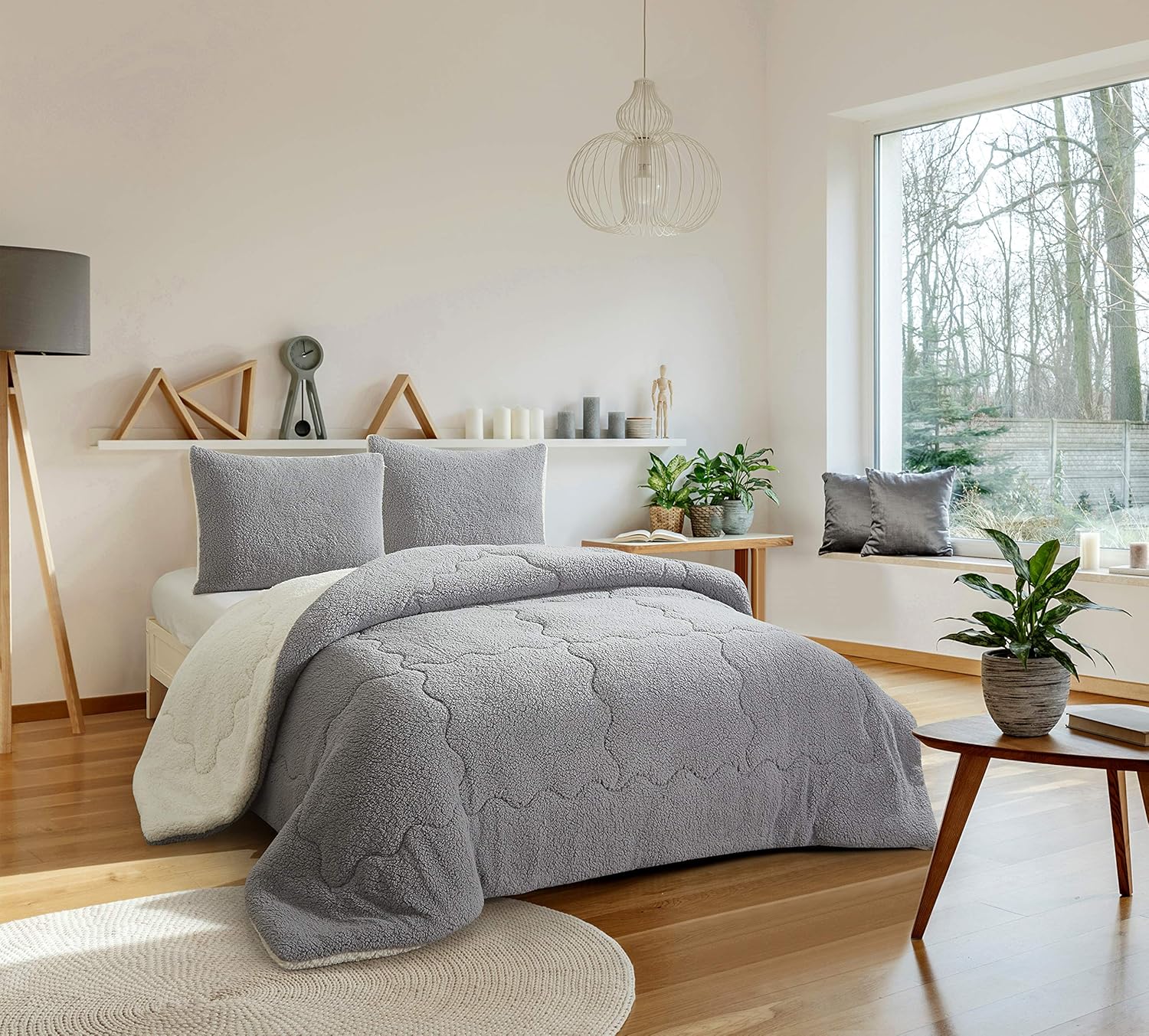 Rеvіеw Dearfoams Ludwell Sherpa Reverse to Sherpa Comforter, King, Grey