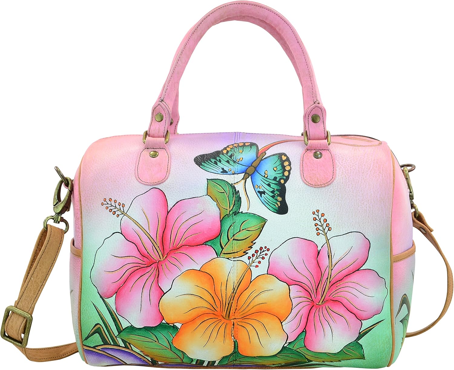 Anna by Anuschka Zip Around Satchel Handbag - Genuine Leather