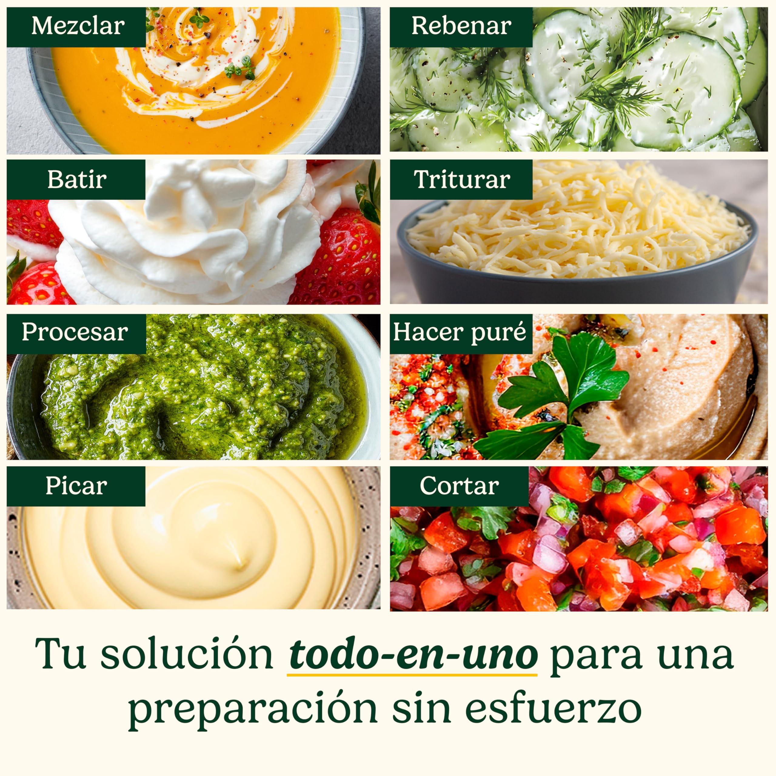 Cuisinart Power Blend batidora de inmersión 400 W con velocidad variable, cuchilla de acero inoxidable, campana antirrayaduras sin BPA, bol procesador, batidor y recipiente Prep-and-Go.